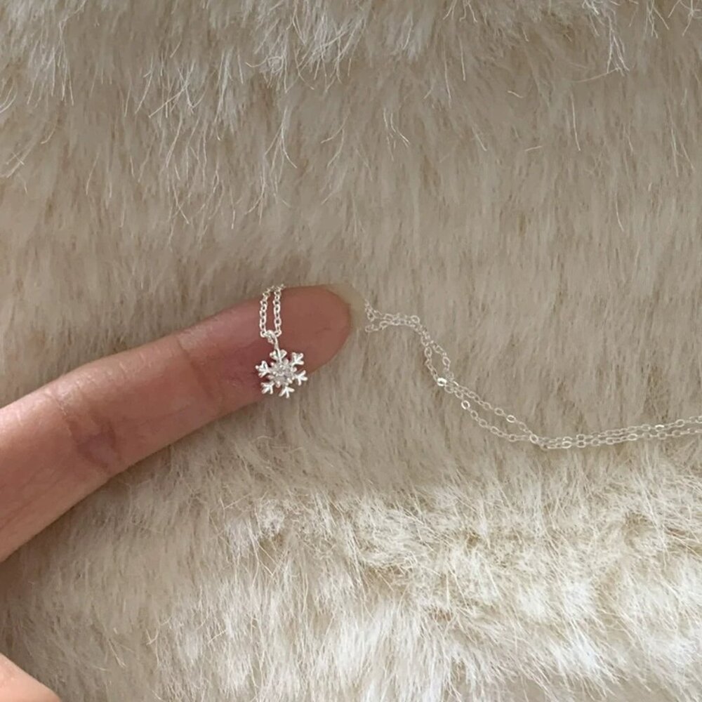 Delicate Silver Snowflake Necklace - image 1